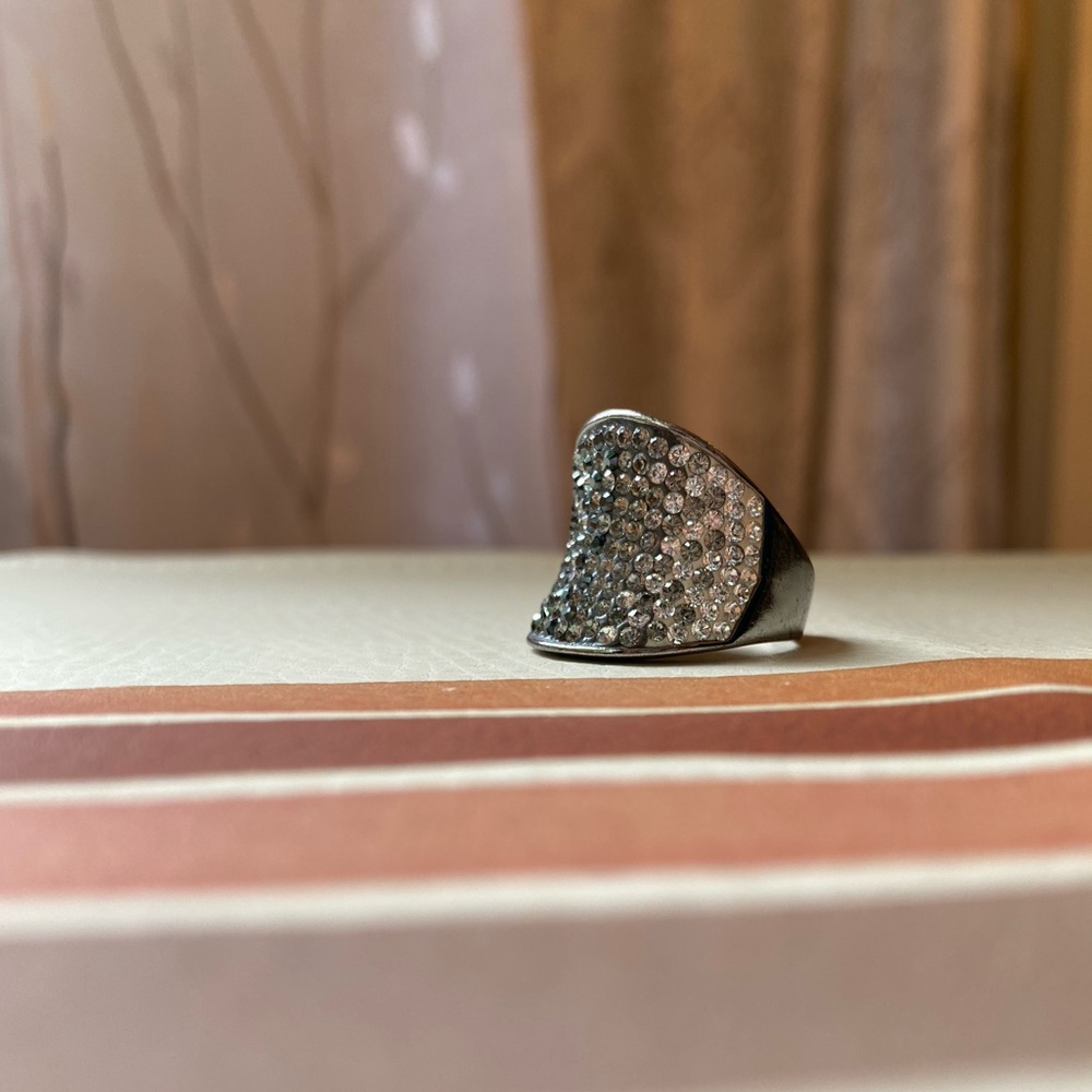 Ombré Black to White Swarovski Crystal Ring